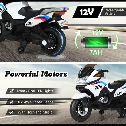 DORTALA Kids Ride On Motorcycle 12V Electric Battery Powered Ride On Bike w/ LED Lights