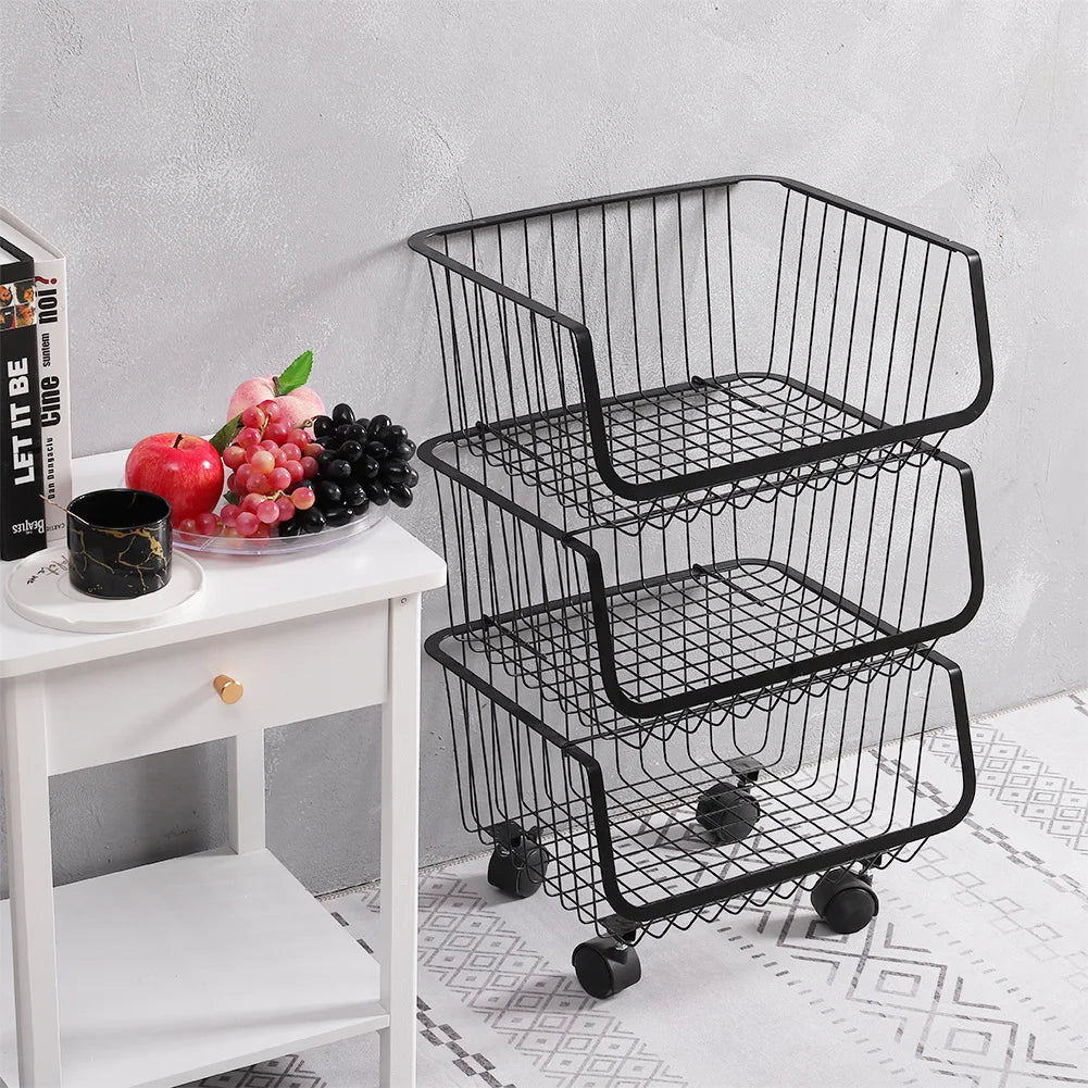 3 Tier Iron Wire Fruit Vegetable Basket Storage Unit