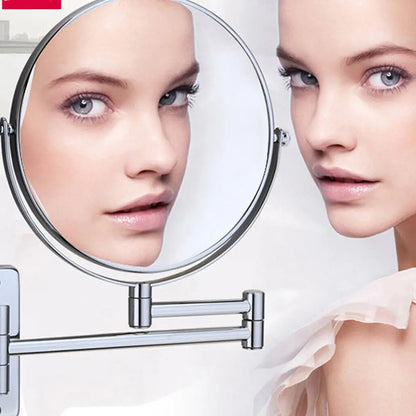 9" Bathroom Wall Shaving Makeup Mirror Telescopic Beauty Mirror 5x Magnification AB Double sided design A(1:1) B(1:5)