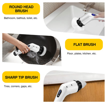 DayPlus Cordless Electric Brush Multi-functional Automatic Hand-held Electric Cleaning Brush Bathroom Toilet Floor Toilet 3 Head