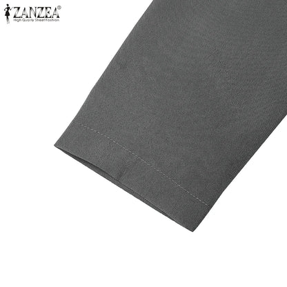 Autumn Pleated Sundress ZANZEA Spring Patchwork Maxi Dresses Women Long Sleeve Party Work Dress Fashion Casual Holiday Robe 2024