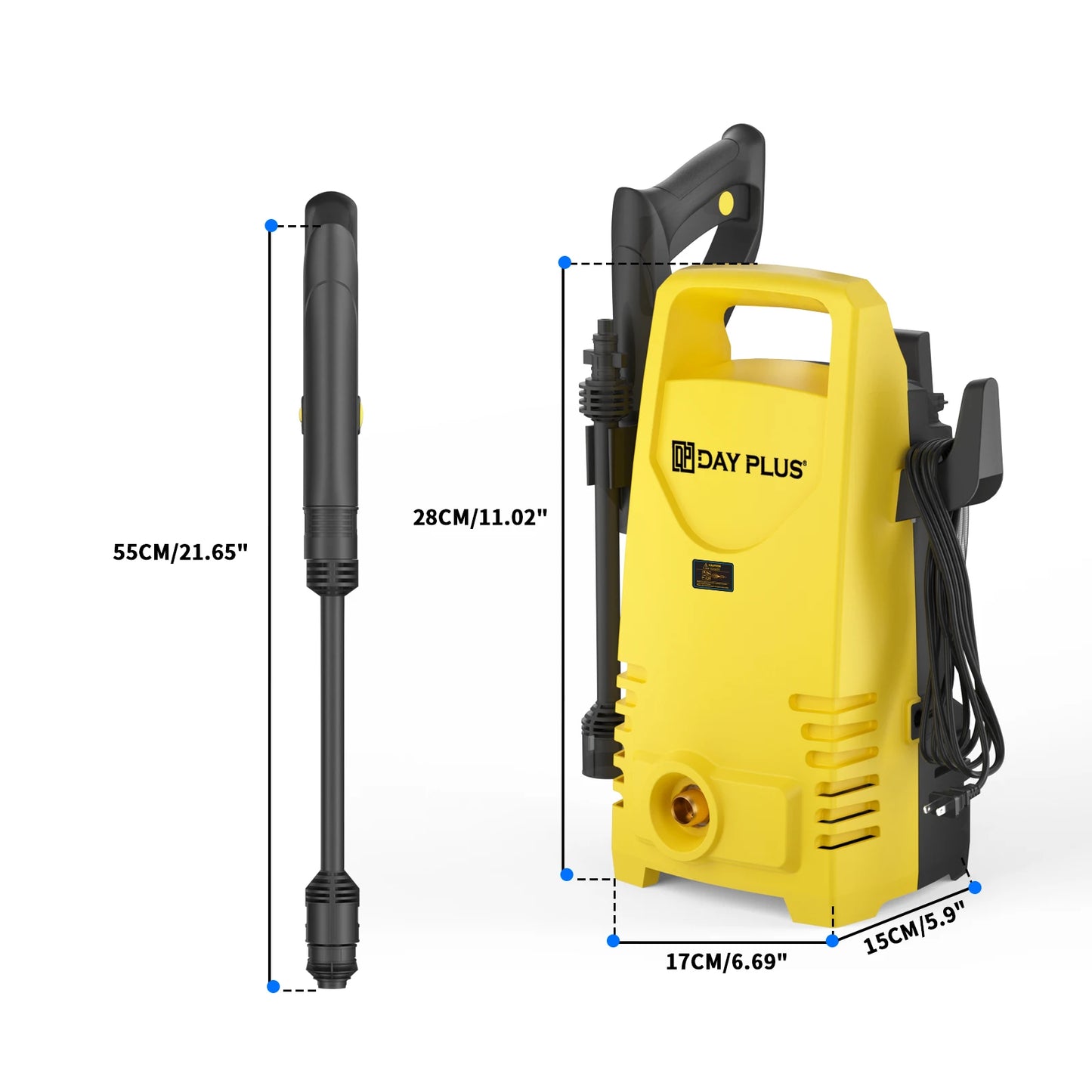 Home and Garden High Pressure Washer 55 Bar Portable Electric Jet Washer for Patio Car Driveway Garden, 3-IN-1 Power Jet Nozzle