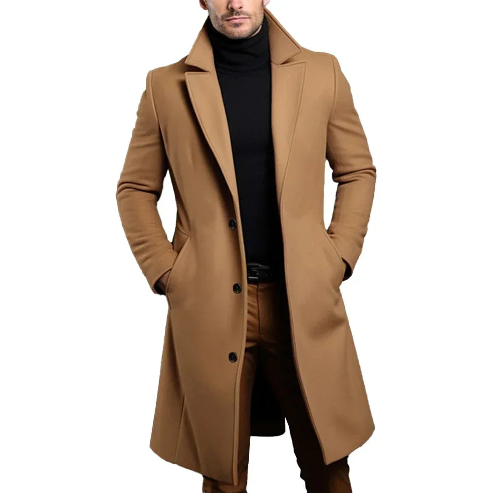 Warm And Comfortable Black Trench Coat For Men