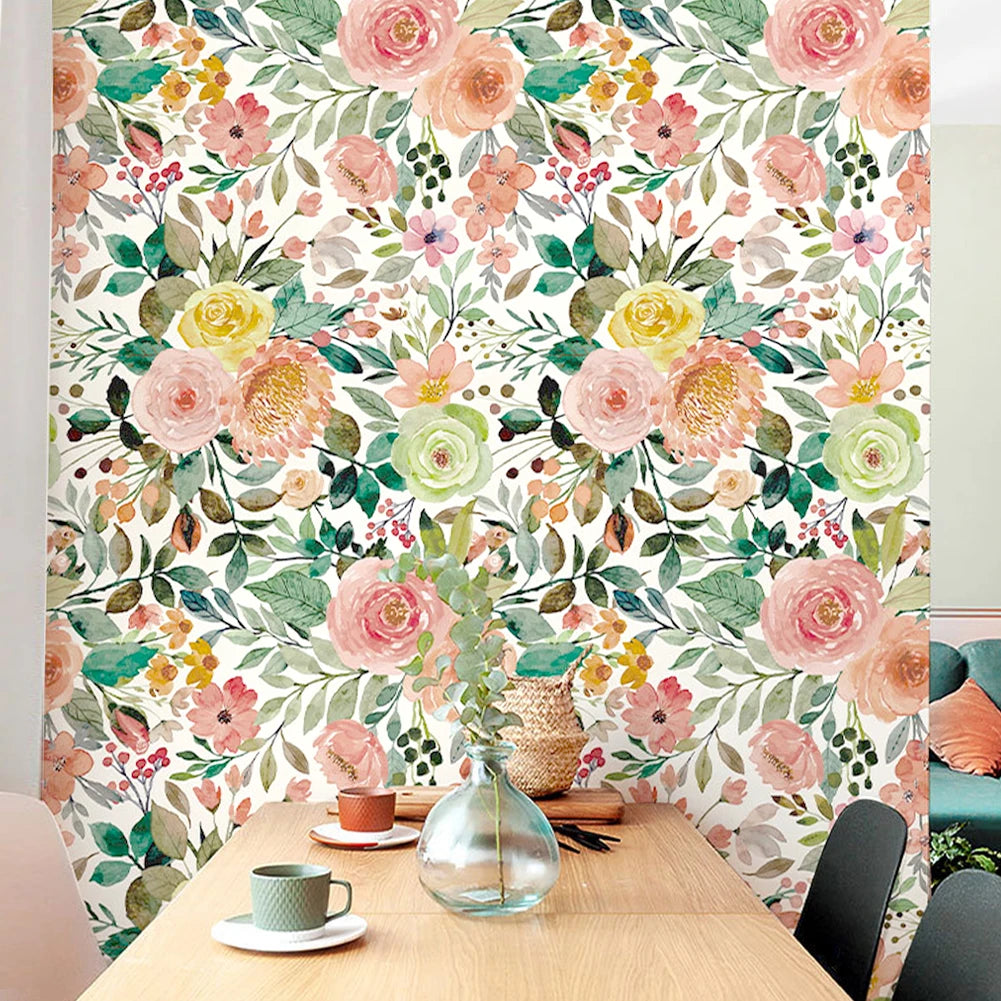 Livingandhome European Countryside Style Floral Wallpaper Roll Self Adhesive