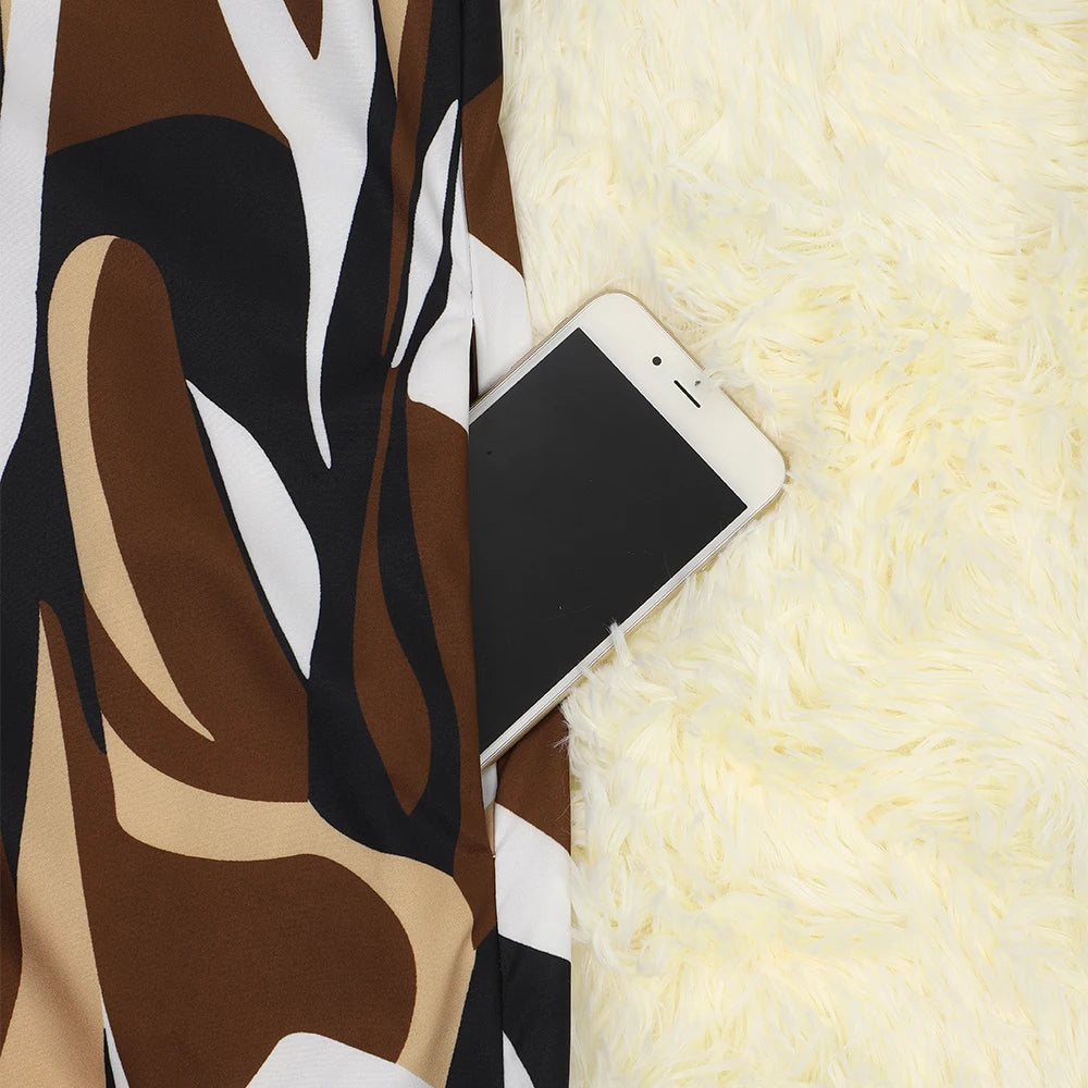 Modern Abstract Print Long-Sleeved Dress