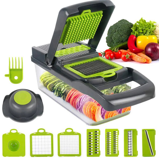 Vegetable Chopper Multifunctional Food Chopper 8 Blades Vegetable Cutter with Hand Guard & Container Food Slicer Kitchen Gadgets