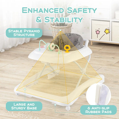 ERGOMASTER Foldable Baby Walker 2-in-1 Baby walker & Push Walker Combo-Grey
