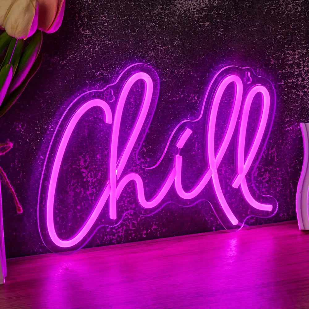 Chill LED Neon Light USB Powered Neon Signs Night Light For Game Room Bedroom Living Room Decor Lamp Signs 3D Wall Art Christmas