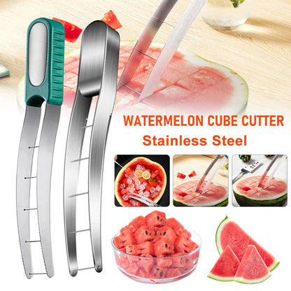 Safe Watermelon Fruit Knives 304 Stainless Steel Fruit Cutter Cut Watermelon Into Cubes Knife Kitchen Gadgets Useful Tool
