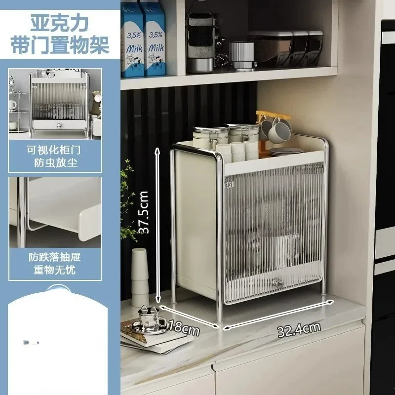 Recommend Cream Wind Dust Mug Storage Shelves Pull Metal Dust Cup Holder Home Kitchen Desktop Coffee Capsule Storage Drawer