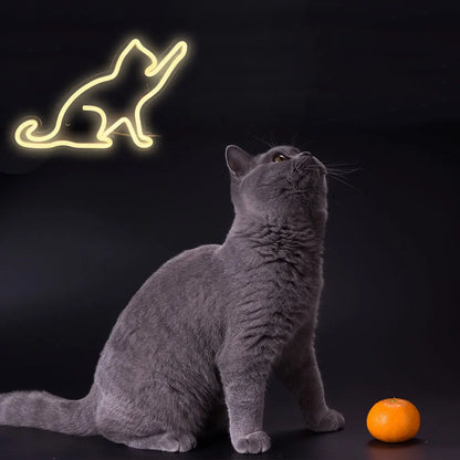 Cat LED Neon Sign Neon Light USB Powered Night Light, 3D Wall Art Decor Neon Signs for Bedroom Living Room Decor Holiday Gift