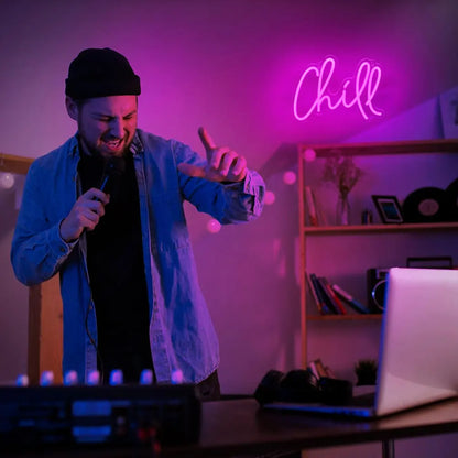 Chill LED Neon Light USB Powered Neon Signs Night Light For Game Room Bedroom Living Room Decor Lamp Signs 3D Wall Art Christmas