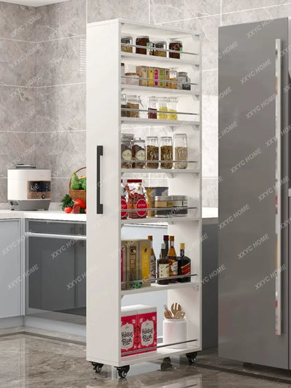 Crack storage rack, kitchen, refrigerator, gap shelf, narrow side cabinet, side pull large capacity and movable