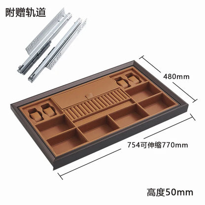 Wardrobe jewelry leather storage box grid cloakroom pull-out type built-in multi-functional telescopic pants rack pull basket ac