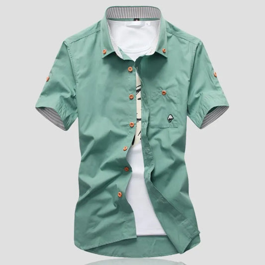 Mens Pure Cotton Embroidered  Casual Solid