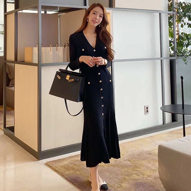 Vintage Korean Maxi Dresses for Women