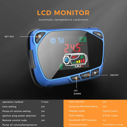 Diesel Air Heater 8KW 12V 24V Car Heater with Remote Control and LCD Thermostat Monitor for Cars Trucks RVs Boats Buses