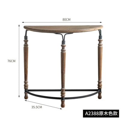 Minimalist European Style Half Round Fir Wood and Iron Console Table Home 테이블