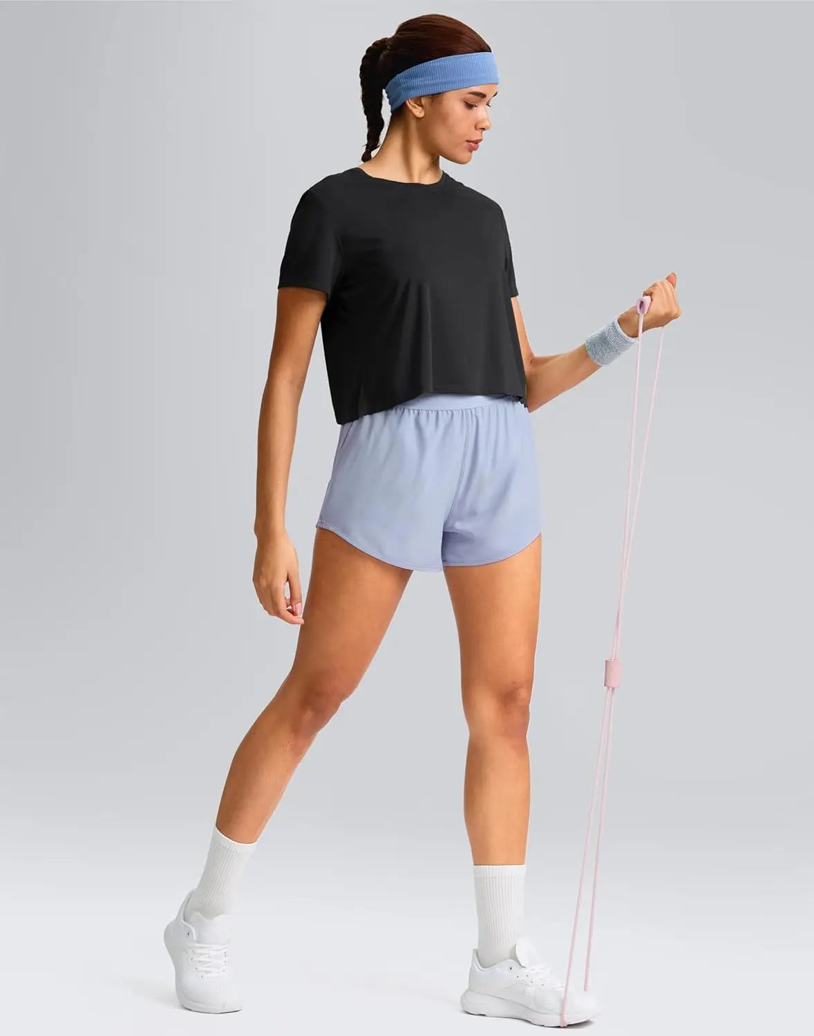 YYV Workout Tops for Women Crop Short Sleeve Shirts