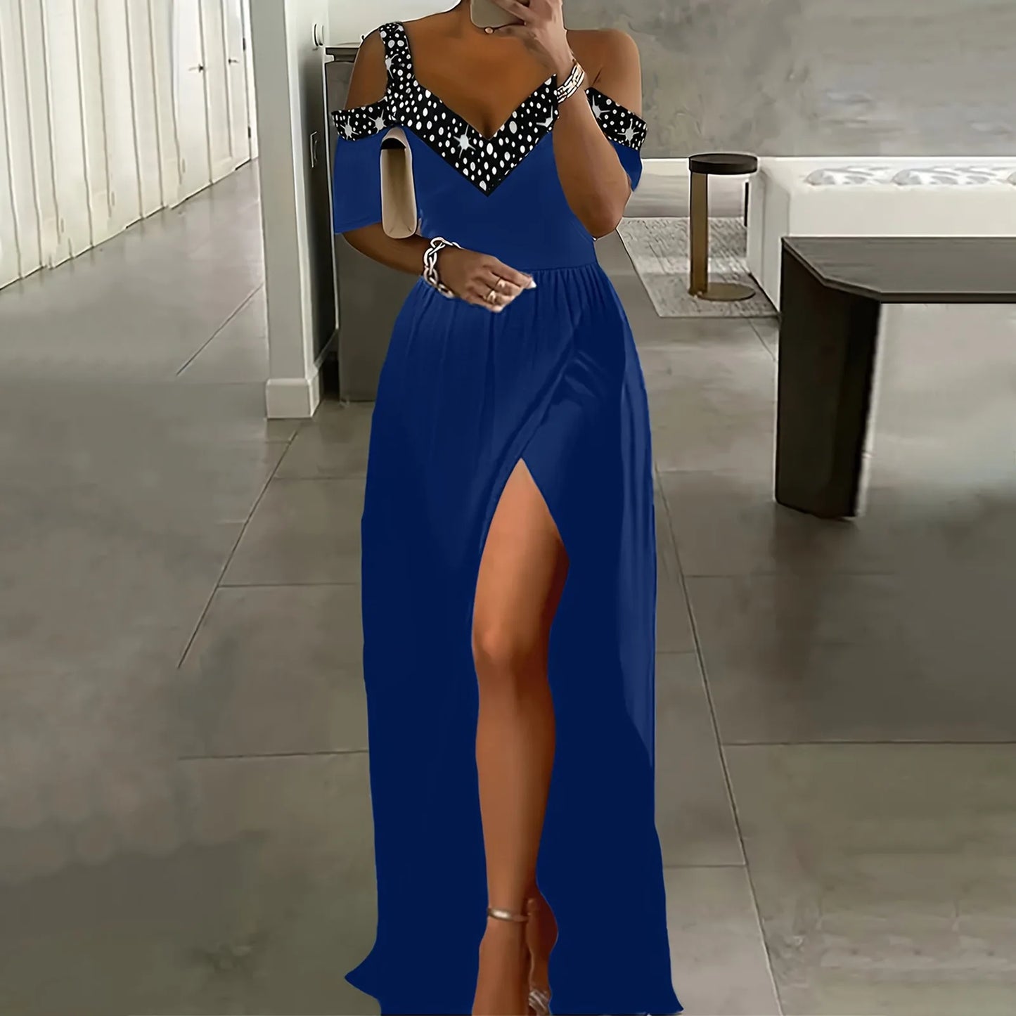 Women Elegant Halterneck Backless Long Dress