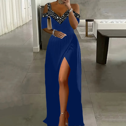 Women Elegant Halterneck Backless Long Dress