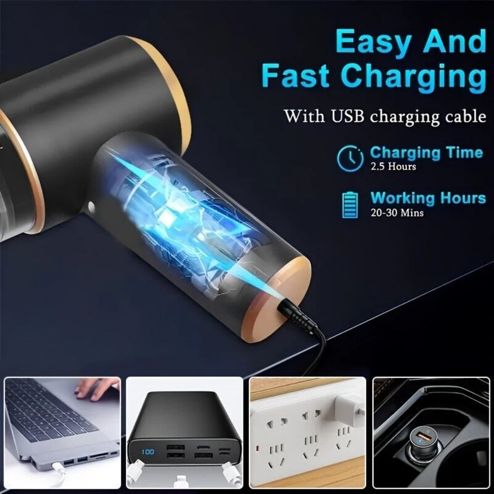 Wireless Car Vacuum Cleaner Handheld Vaccum Powerful Suction USB Rechargeable