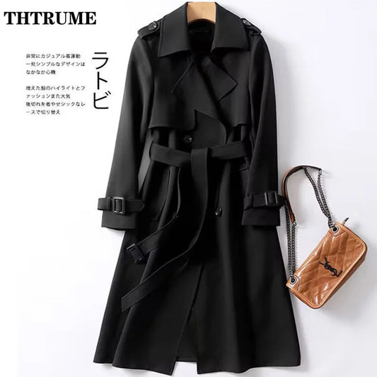 Long Sleeve Windbreaker Streetwear Midi Coat