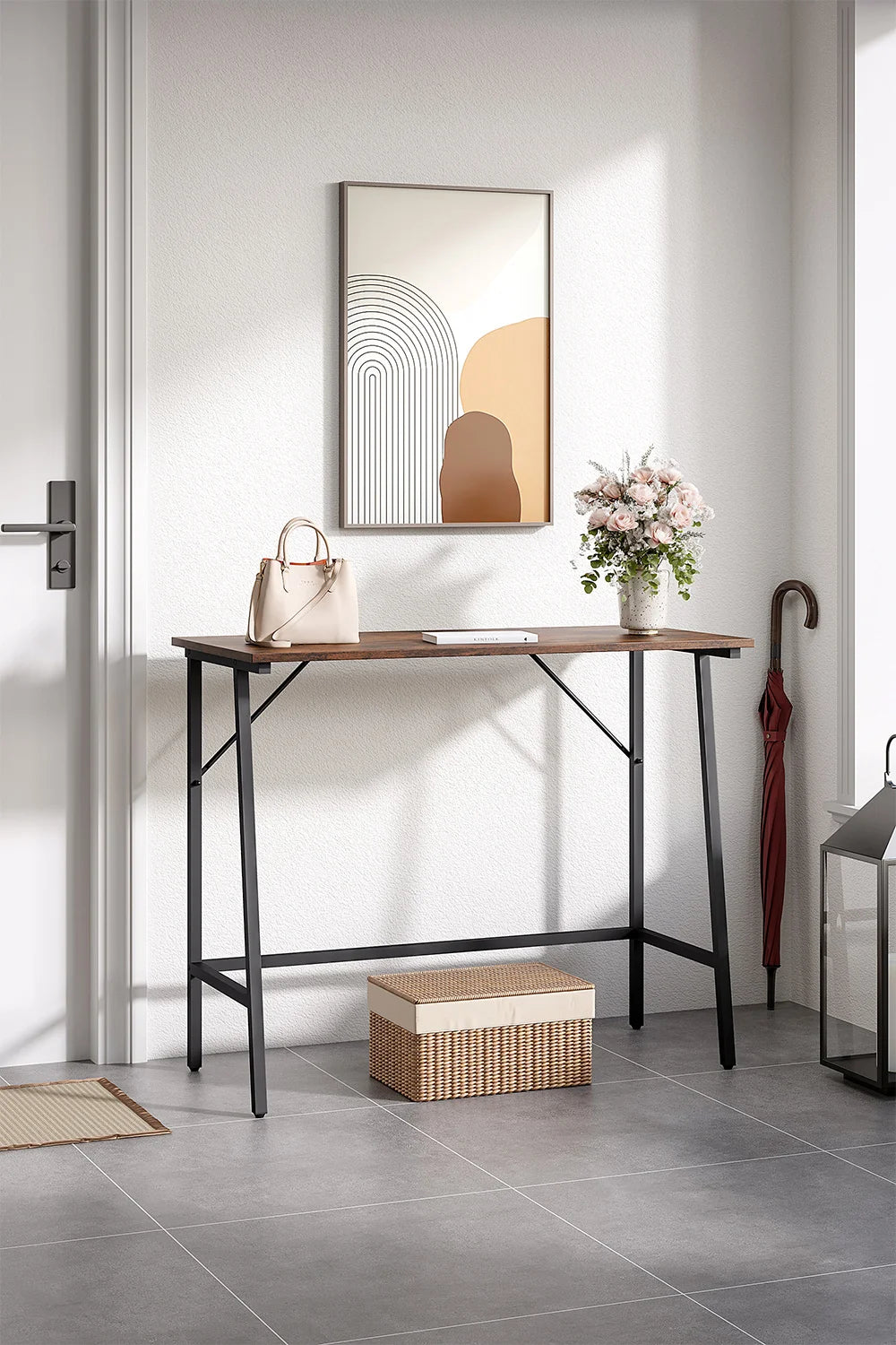 Rustic Brown Farmhouse Style Entryway Console Table