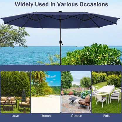 GOFLAME 4.5m Double-sided Patio Umbrella Large Twin Umbrella w/Crank Handle
