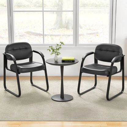 GOFLAME Set of 2 Meeting Office Chairs Leather Reception Chairs Guest Chairs Home