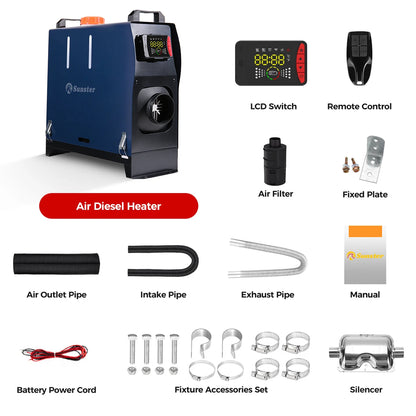 12V 24V 8KW Diesel Air Heater with Bluetooth Control night heater All-in-One with Remote Control &LCD Monitor for Car RV