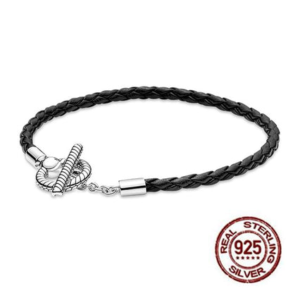 Disney 925 Sterling Silver Bracelet Moments Sparkling Mickey Mouse Heart Clasp Snake Chain Bracelet for Women DIY Charms Beads