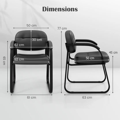 GOFLAME Set of 2 Meeting Office Chairs Leather Reception Chairs Guest Chairs Home