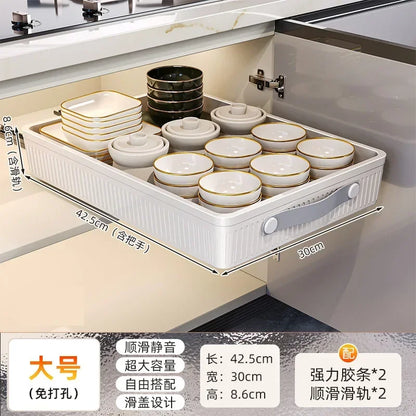 Kitchen Storage Rack with Slide Rails Pull Out Cabinet Organizer Drawer Storage Tray Spice Jars Storage Rack Kitchen