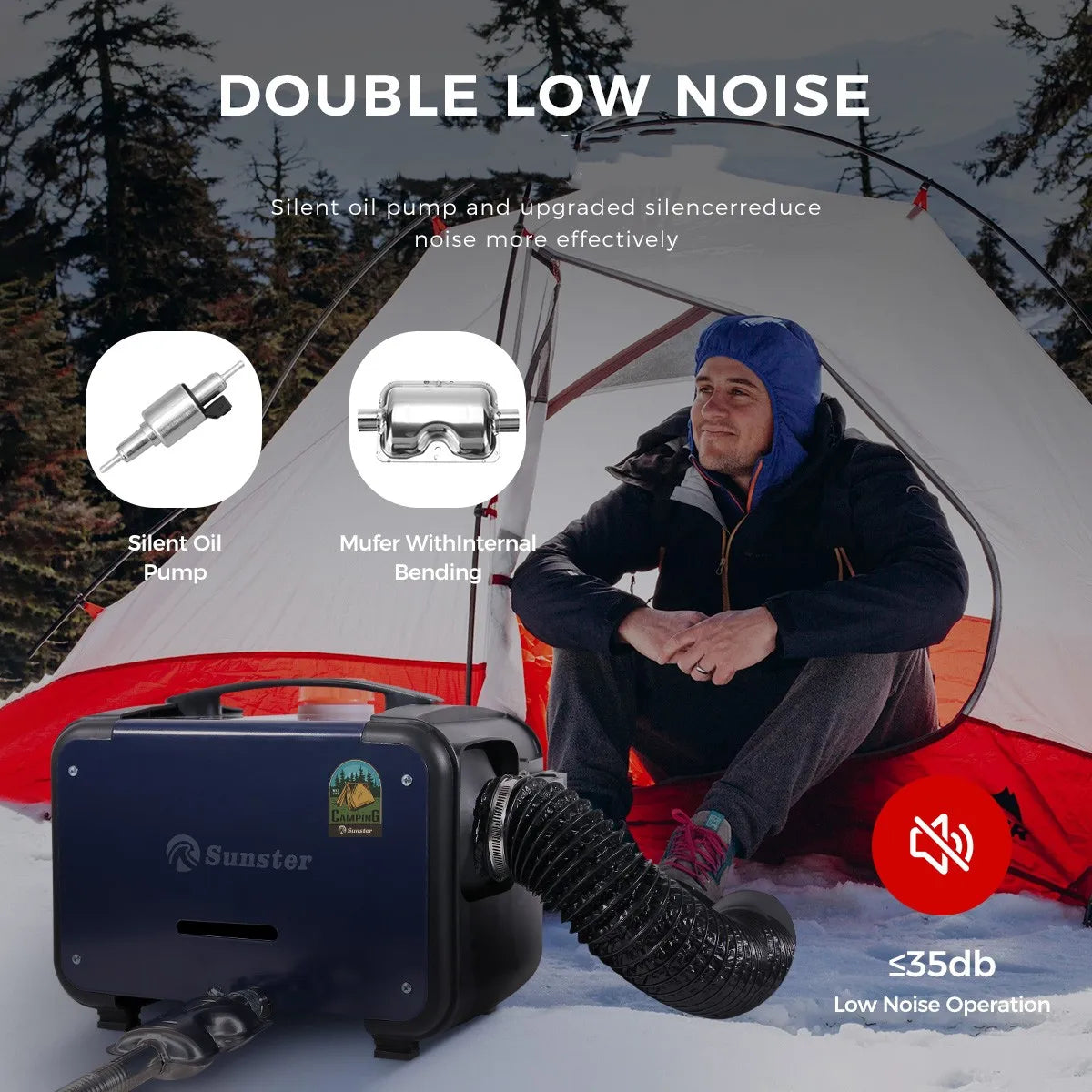 8KW 12V&24V portable Diesel Air Heater bluetooth App & Remote Control Ultra quiet Night Heater for RV car campervan tent home