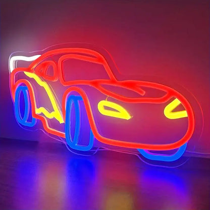 Car Neon Sign for Wall Decor Dimmable Racing Car Light Up Sign for Bedroom Boys Room Playroom Birthday Party  Christmas Gifts