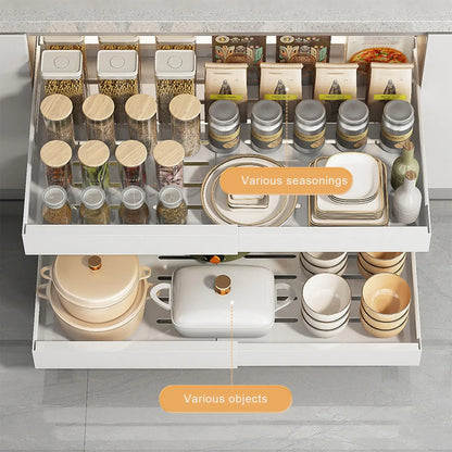 Expandable Pull Out Cabinet Organizer Metal Stick Slide Out  Drawers Storage Kitchen Adjustable Sliding Roll Out Cabinet Shelves