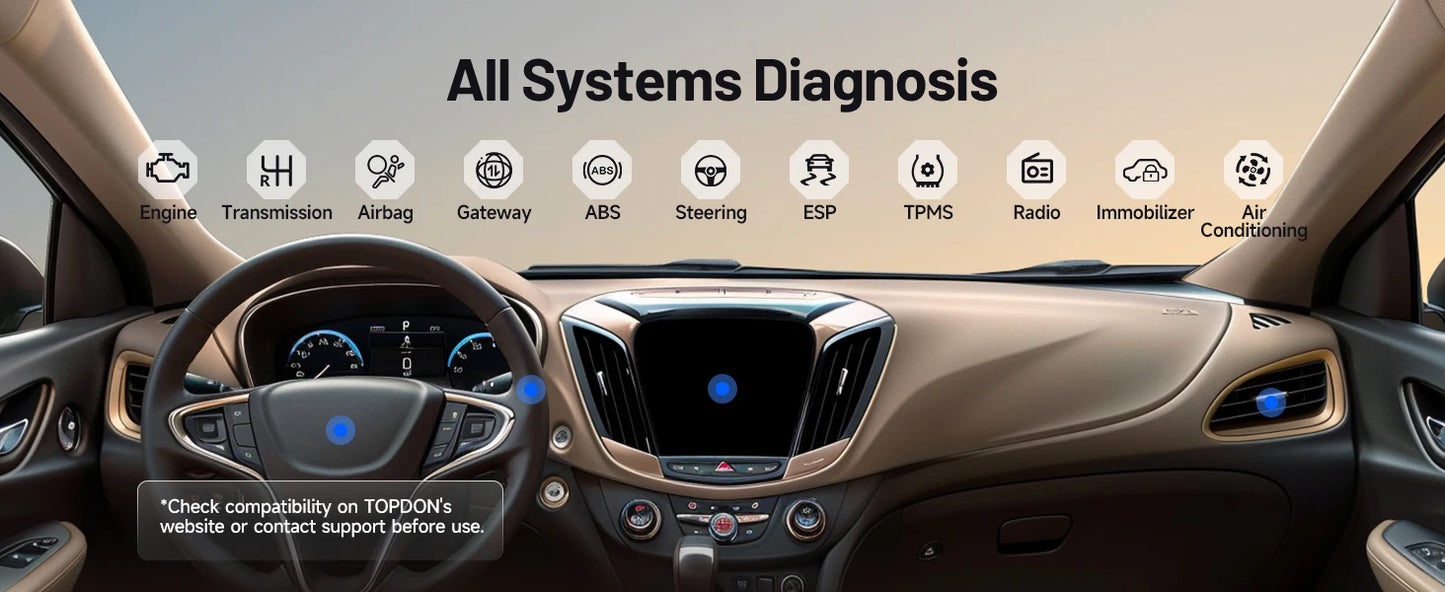 TOPDON Carpal OBD2 Scanner for Car All System Diagnostic Tool Vehicle Health Check Smog Check Battery Test IOS Android  BT 5.0