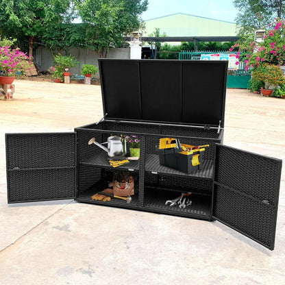 GOFLAME Outdoor PE Wicker Storage Box 330L Garden Patio Storage Container