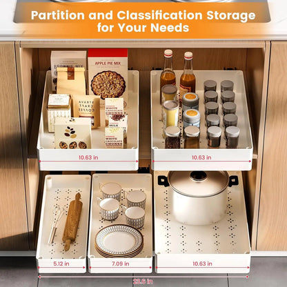 Kitchen Drawer Storage Rack Pull Out Cabinet Organizer with Slide Rails Spice Seasoning Bottle Storage Rack For Kitchen Pantry