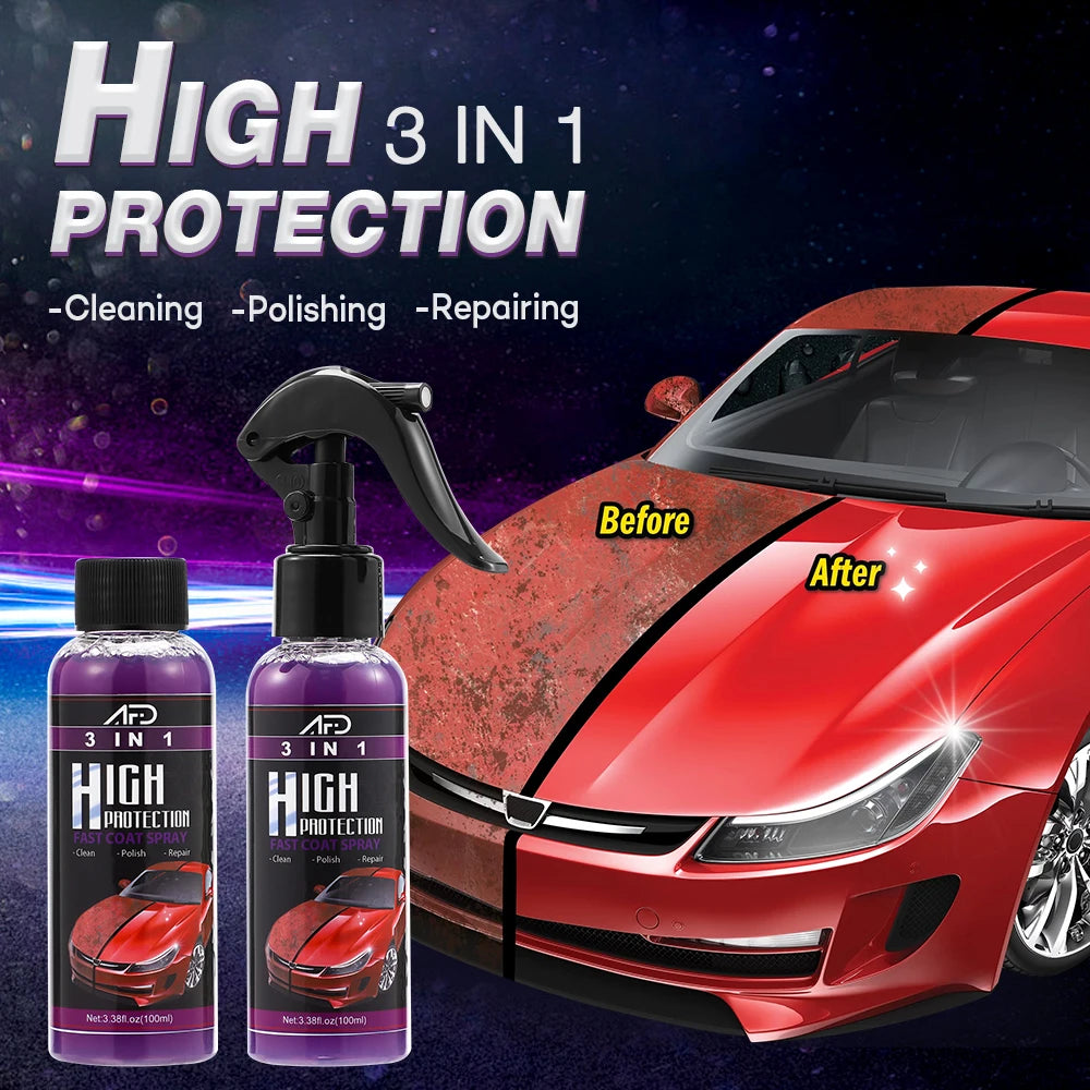 3 In 1 Car Ceramic Coating Spray 100ml Auto Nano Ceramic Coating Car Exterior Scratch Restorer Ceramic Spray Coating
