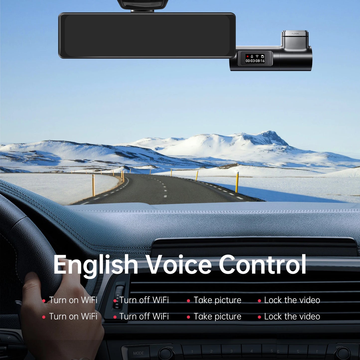 LINGDU D500 Dash Cam Ultra HD 4K Built-in 5GHz WI-FI GPS English Voice Control Dash Car Camera 24H Loop Recording D500 Car DVR