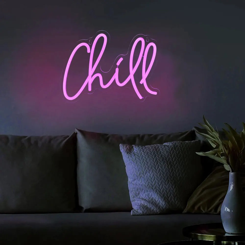 Chill LED Neon Light USB Powered Neon Signs Night Light For Game Room Bedroom Living Room Decor Lamp Signs 3D Wall Art Christmas