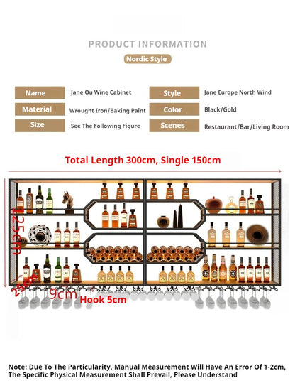 Drinks Bar Cabinet Portable Shelves Luxury Whiskey Iron Wine Rack Outdoor Home Open Cabinets Display Vitrinas Full Bar Furniture