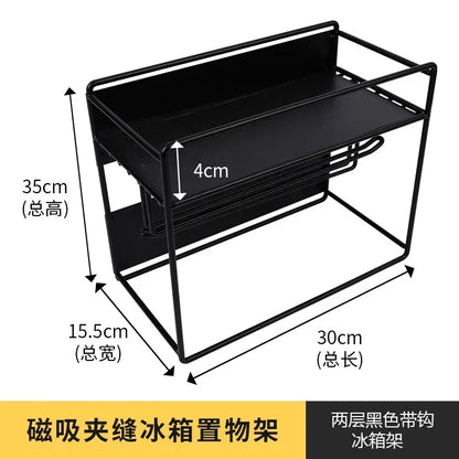 Magnetic Spice Rack Refrigerator Kitchen No Drill Hanging Multi Layer Storage Organizer Pull Out Side Mount Shelf