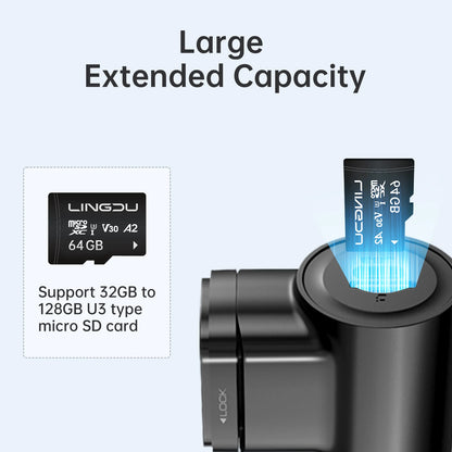 LINGDU D500 Dash Cam Ultra HD 4K Built-in 5GHz WI-FI GPS English Voice Control Dash Car Camera 24H Loop Recording D500 Car DVR