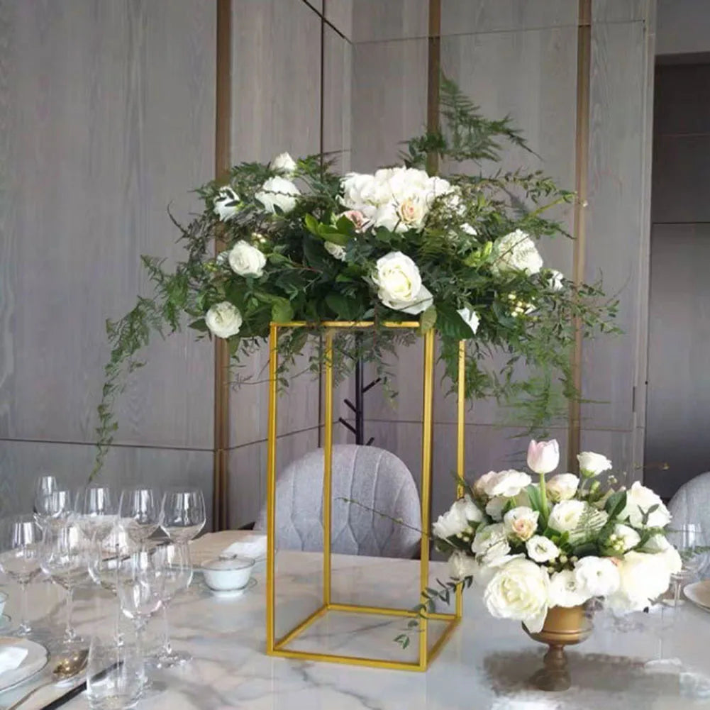 White/Gold Column Flower Stand for Wedding Decoration