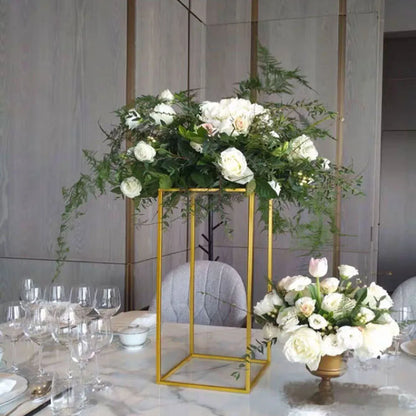 White/Gold Column Flower Stand for Wedding Decoration