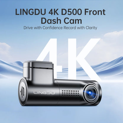 LINGDU D500 Dash Cam Ultra HD 4K Built-in 5GHz WI-FI GPS English Voice Control Dash Car Camera 24H Loop Recording D500 Car DVR