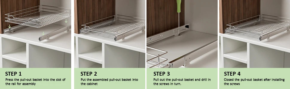 Pull Out Cabinet Organiser, Heavy Duty Slide Out Food Cupboard Shelf for Home, Kitchen, Bathroom, 14 inches W x 21 inches D